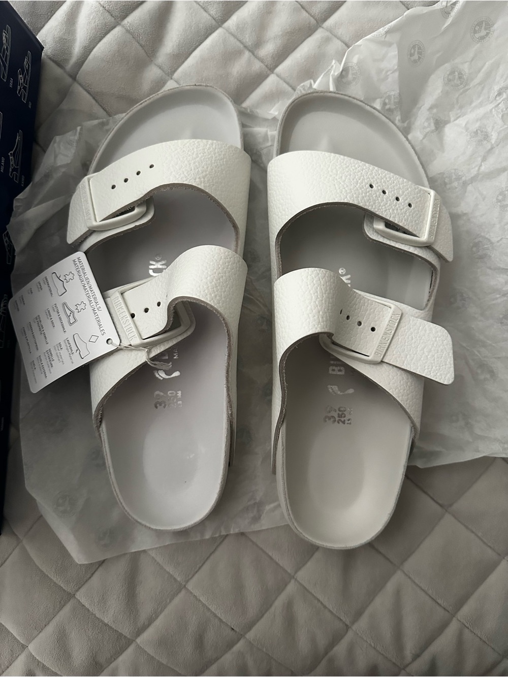 Birkenstock Leather White Two-Strap Slide Sandals size 39